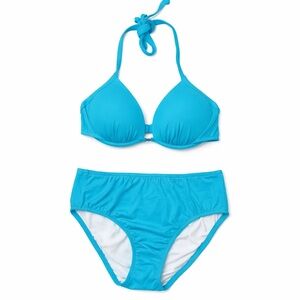 Venus Aqua Reef Push Up Top Turquoise Bikini Set with Moderate Coverage Bottom